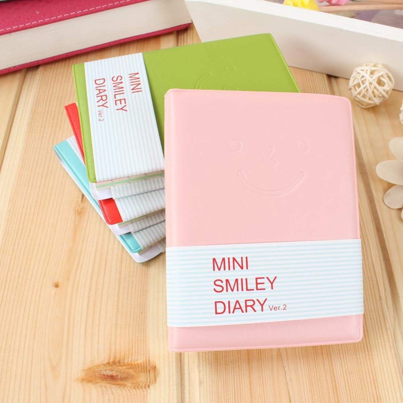 Meetppy Pack of 4pcs Pocket notebook Small Pocket Super Mini Smiley Diary Notebooks Memo Note Book 4x3 Inch PU Leather Case Color Random - Image 3