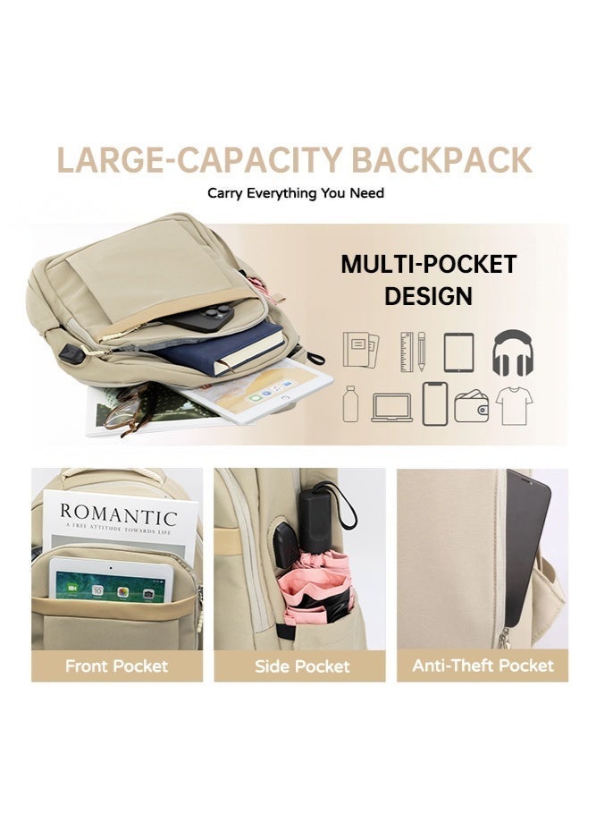 SHABILI Ladies Stylish Nylon Backpack with External USB Charging Port, College Bag and Laptop Bag with Multi-Pockets and Shoulder Strap for Women, Ideal Back Bag and School Bag for Commuting and Travel - Image 4