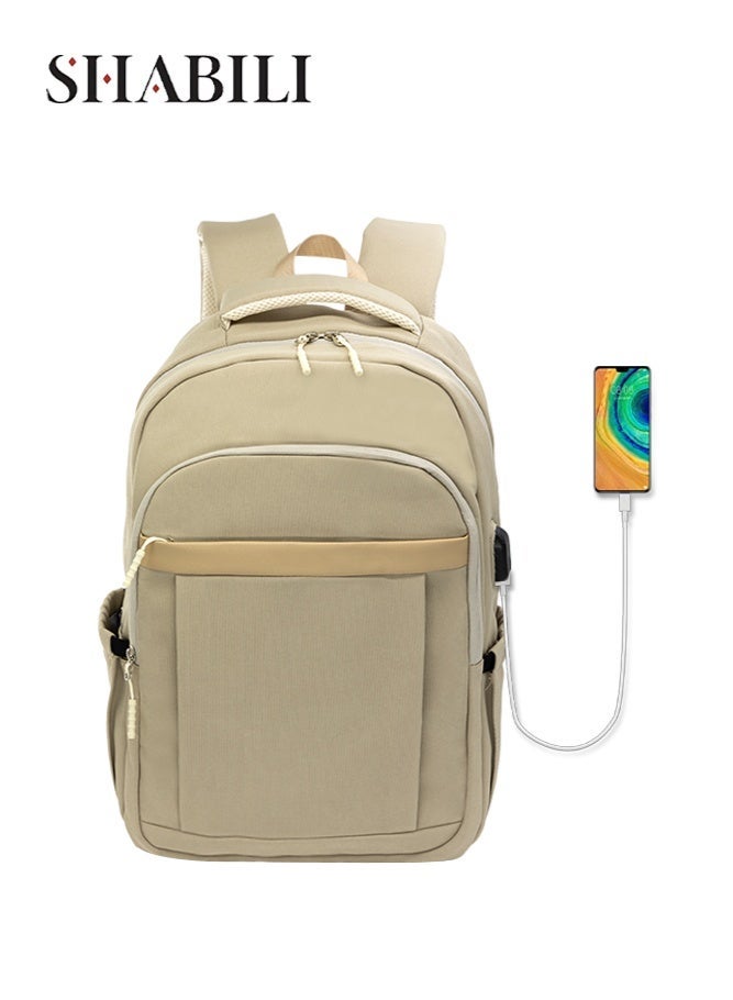 SHABILI Ladies Stylish Nylon Backpack with External USB Charging Port, College Bag and Laptop Bag with Multi-Pockets and Shoulder Strap for Women, Ideal Back Bag and School Bag for Commuting and Travel - Image 1