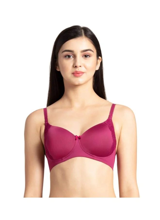 جوكي Jockey 1816 Women Wire free Padded Soft Touch Microfiber Nylon Elastane Stretch Full Coverage Lace Styling Multiway T Shirt Bra
