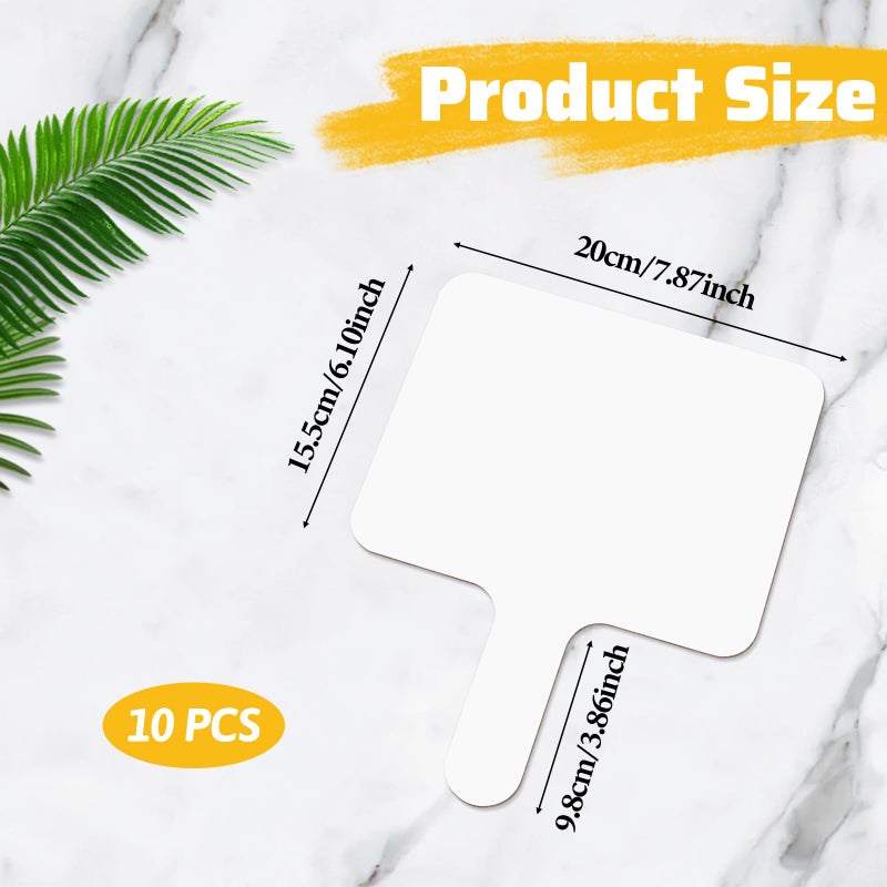 EupHHonycs 10 Pcs Dry Erase Answer Paddles 10x8 Inch Handheld White Boards Mini Double Sided Dry Erase Signs Small Auction Paddles for Students Teachers Office Classroom Meeting Voting Family Games Party - Image 2