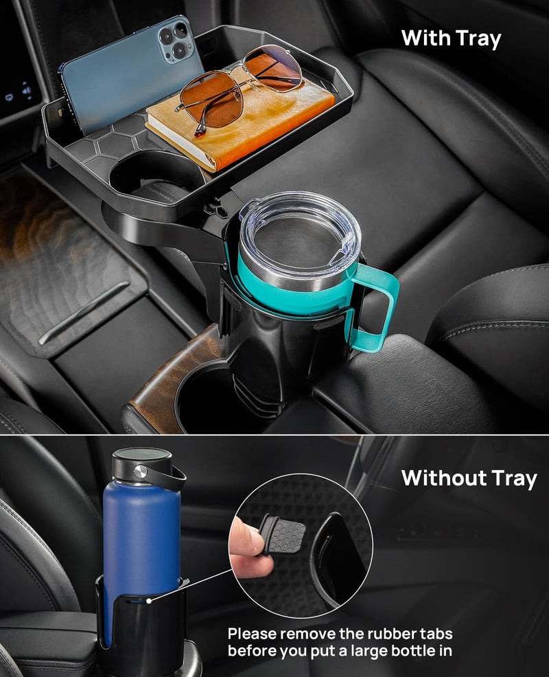 JoyTutus Car Cup Holder Expander, Automotive Cup Attachable Tray with 360Â° Rotation,Large Cup Holder Adapt Most Regular Cups with 18-40 oz, fit in 2.75-3.25 inch Car Holder - Image 2