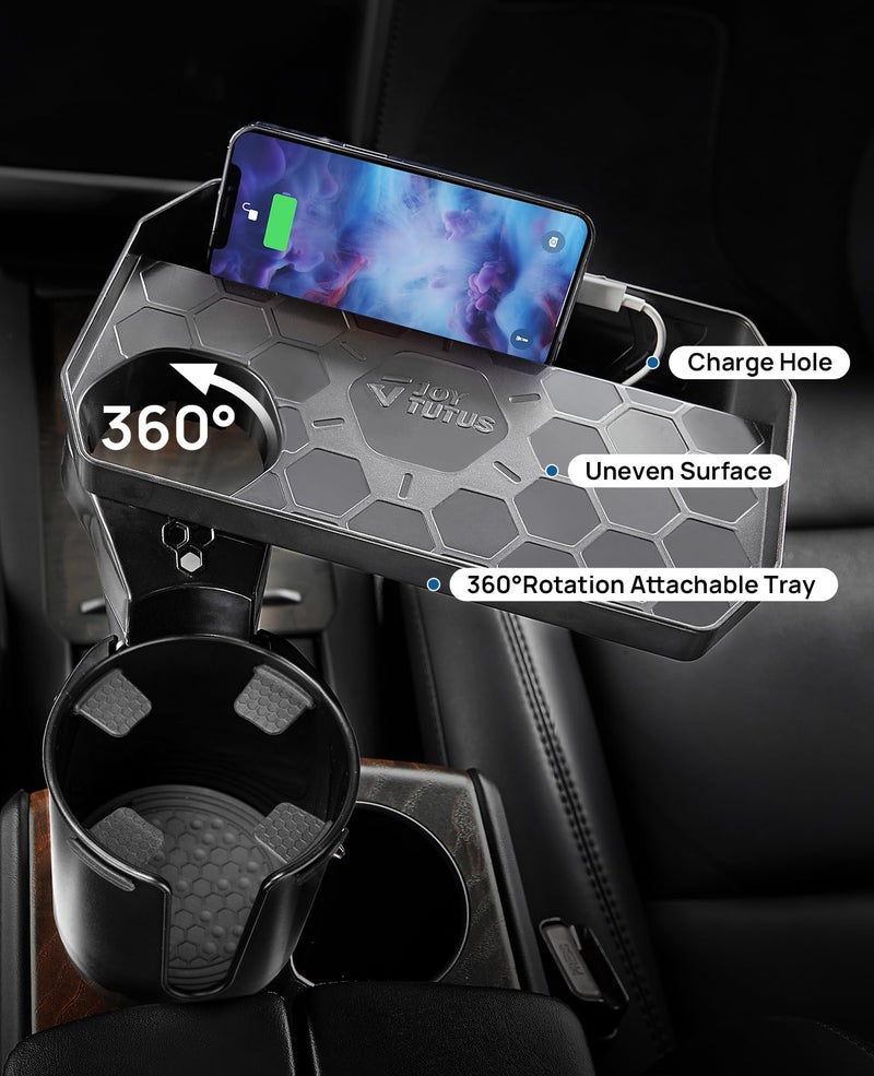 JoyTutus Car Cup Holder Expander, Automotive Cup Attachable Tray with 360Â° Rotation,Large Cup Holder Adapt Most Regular Cups with 18-40 oz, fit in 2.75-3.25 inch Car Holder - Image 3