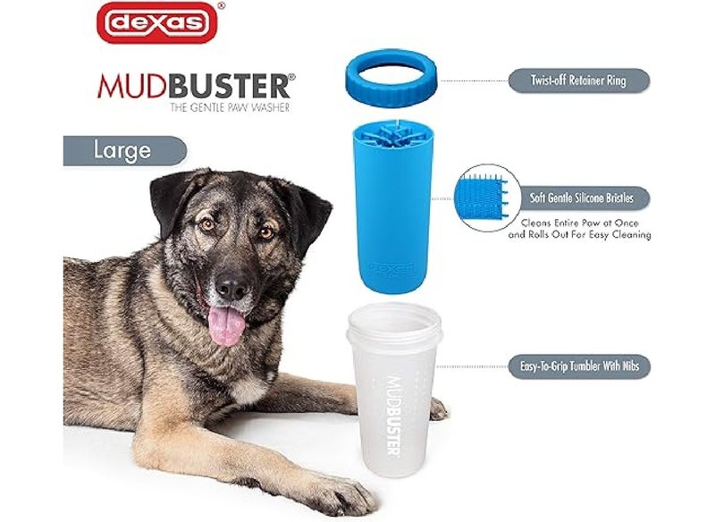 Dexas Lidded MudBuster Portable Dog Paw Cleaner, Pro Blue, Large with Lid - Image 3