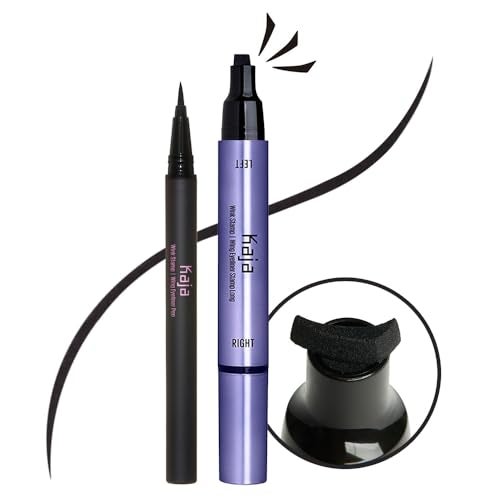 Kaja Winged Eyeliner Set - Wink Stamp Long | with Avocado Extract, Double-ended Wing, Smudge-Proof, Waterproof, Eye Irritation Tested, Long Lasting Pencil, Colorstay, Matte Finish, Cat Eye Look - Image 1