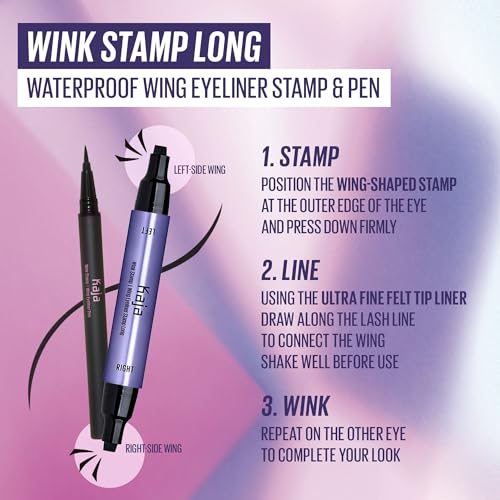 Kaja Winged Eyeliner Set - Wink Stamp Long | with Avocado Extract, Double-ended Wing, Smudge-Proof, Waterproof, Eye Irritation Tested, Long Lasting Pencil, Colorstay, Matte Finish, Cat Eye Look - Image 3