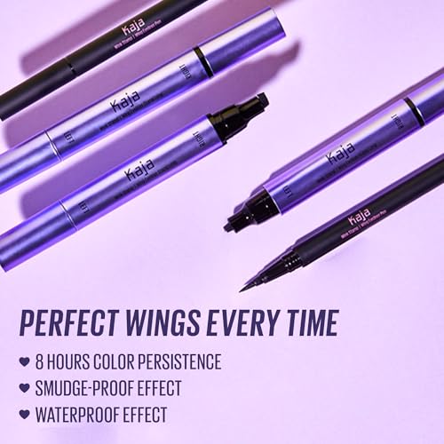 Kaja Winged Eyeliner Set - Wink Stamp Long | with Avocado Extract, Double-ended Wing, Smudge-Proof, Waterproof, Eye Irritation Tested, Long Lasting Pencil, Colorstay, Matte Finish, Cat Eye Look - Image 2