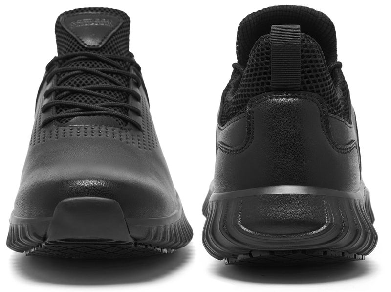 SHULOOK Men's Non Slip Work Shoes Slip On Sneakers Waterproof Food Service Kitchen Chef Restaurant Slip Resistant Walking Shoes Lightweight Comfortable Working Footwear Black Size 10 - Image 5