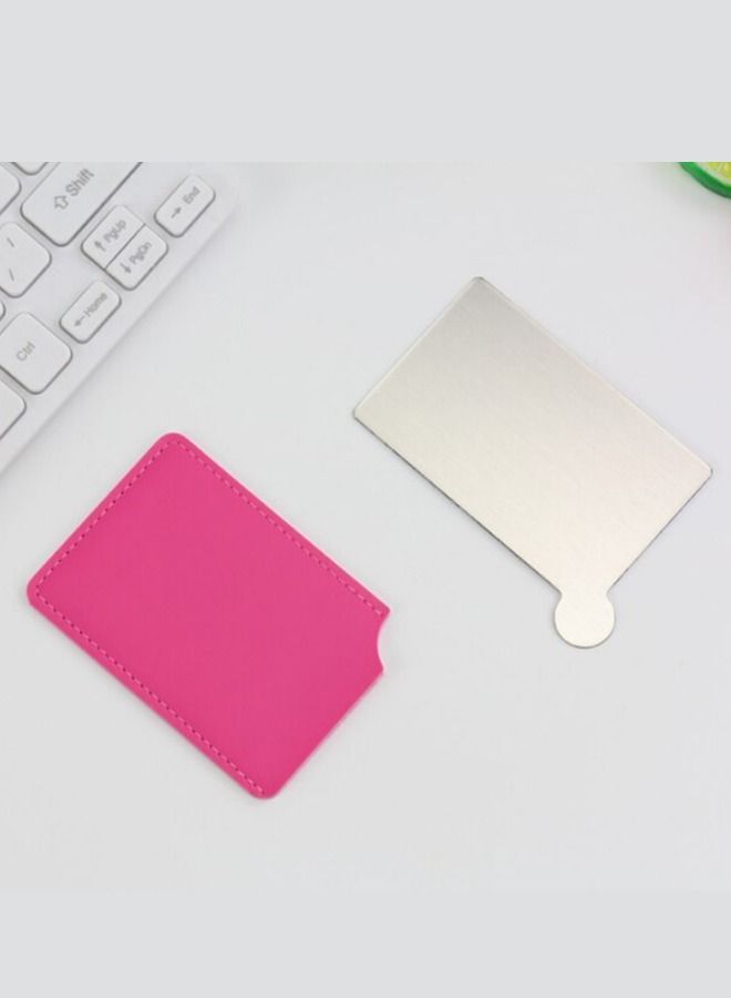 Stainless Steel Unbreakable Pocket Mirror With PU Leather Cover - Image 1