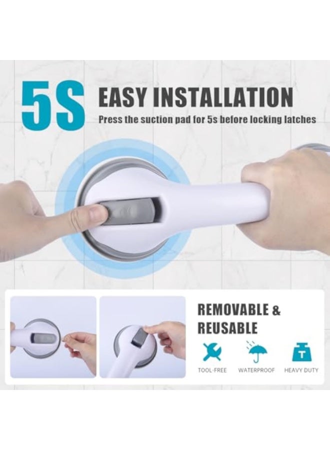 يلا جوي 2 قطعة قضبان إمساك لأحواض الاستحمام والاستحمام، قضبان إمساك دش 12 بوصة لكبار السن، مقبض دش لكبار السن، مقبض حمام المرأة الحامل، بدون حفر وتركيب - Image 3