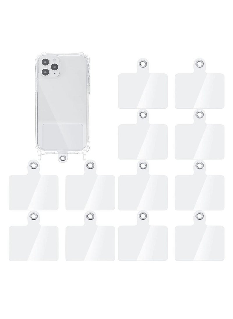 Y&D Phone Lanyard Patch, Universal Tether Plastic Tab Case with Metal Ring Compatible Every Mobile Phonefor Cellphones Safety Drop Protection (12 Pieces, Transparent)  - Image 1