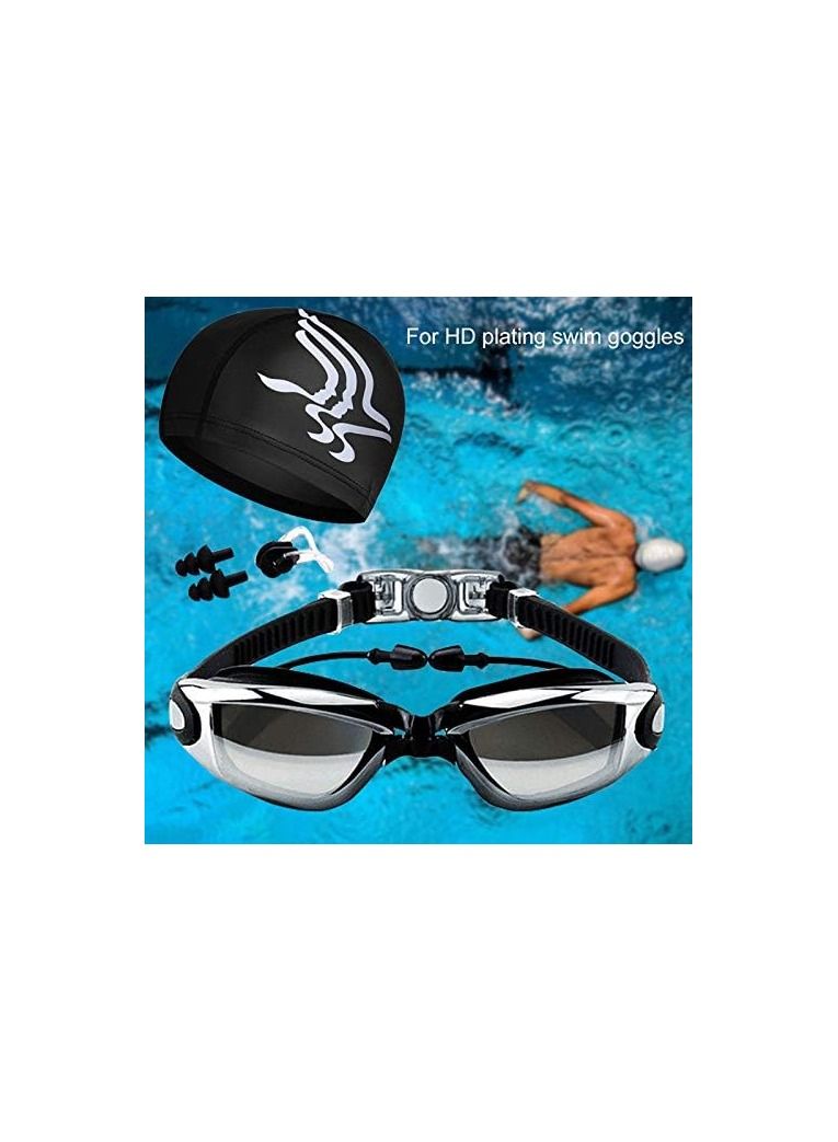 ORiTi Swimming Goggles Waterproof and Cap Set 4 in 1 UV 400 Protection Lenses Clear Anti Fog - Image 2