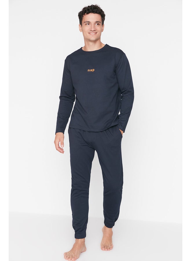 trendyol Pajama Set - Dark blue - Plain  - Image 3