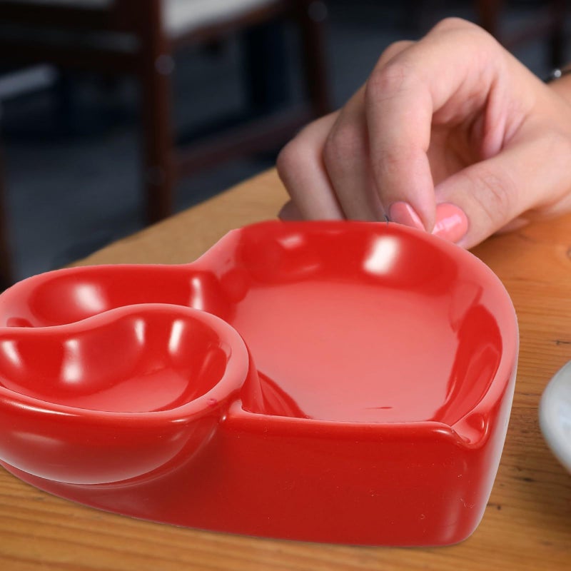 Creative Heart Shaped Ceramic Ashtray Red Colour For Cigarette And Cigar Smoke Home Decor Party Use - Image 4