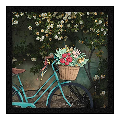 ArtX Paper Vintage City Street Cycle Wall Art, Frame Wall Art Painting, Multicolor, Abstract, 13X13 in, Set of 1 - Image 1