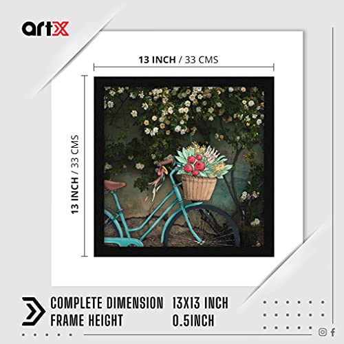 ArtX Paper Vintage City Street Cycle Wall Art, Frame Wall Art Painting, Multicolor, Abstract, 13X13 in, Set of 1 - Image 2