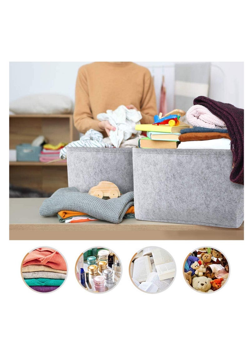 KASTWAVE Large Felt Storage Basket, Open Fabric Bins Foldable Organizer Box, with Handles for Closet, Clothing, Toys, Books, Office Products - Image 5