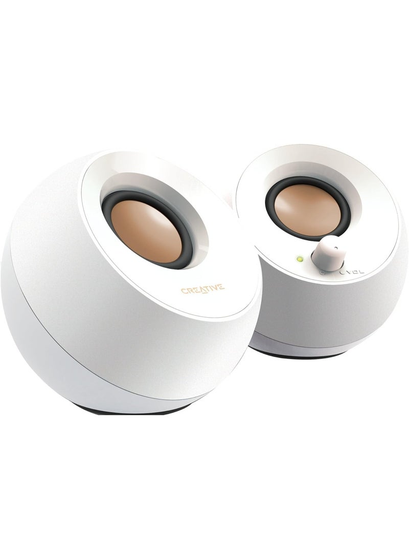 Creative Pebble 2.0 USB-Powered Desktop Speakers with Far-Field Drivers and Passive Radiators for PCs and Laptops (White) - Image 1