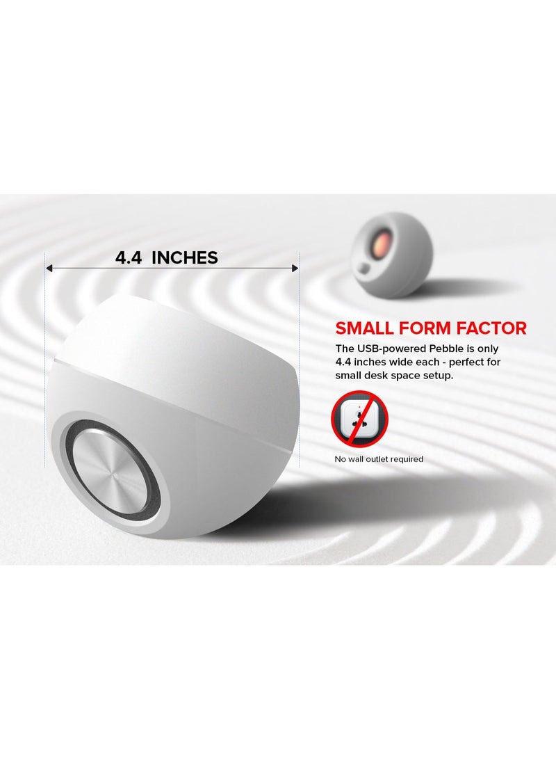 Creative Pebble 2.0 USB-Powered Desktop Speakers with Far-Field Drivers and Passive Radiators for PCs and Laptops (White) - Image 2