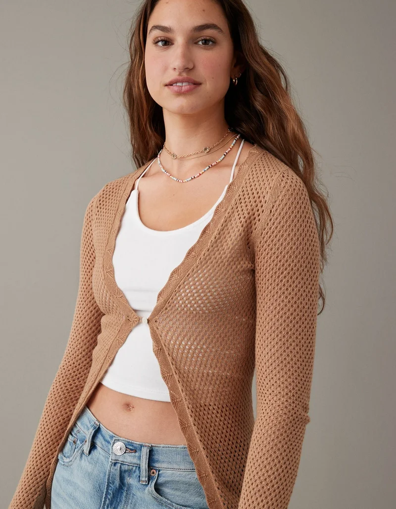 امريكان ايجل كارديغان طويل بحافة إسكالوب