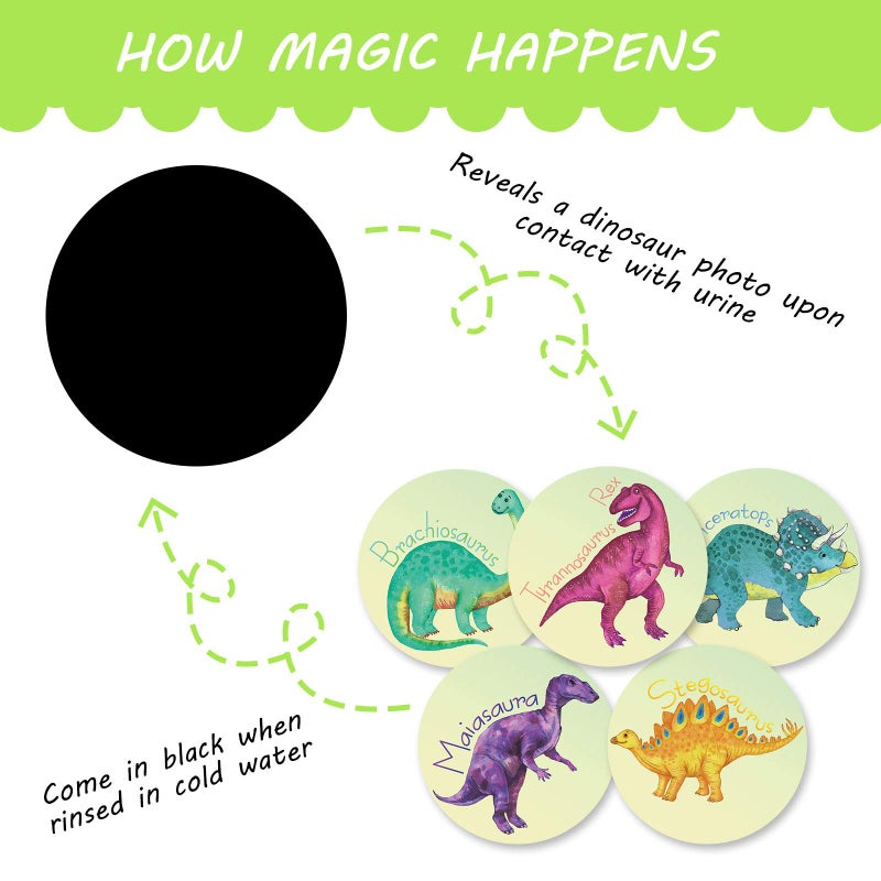 Zonon 10 Pcs Potty Training Stickers Dinosaur Toilet Target Sticker Reusable Potty Targets Color Changing Pee Target for Kid Training Use (Dinosaur) - Image 3