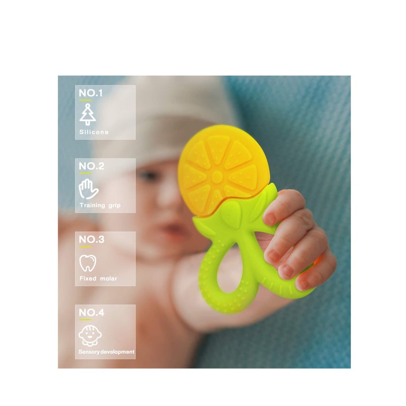 SOLARAE 5 Pack BPA Free Silicone Fruit Teether Toy with Storage Case, for 3 Months Above Infant Sore Gums Pain Relief - Image 5