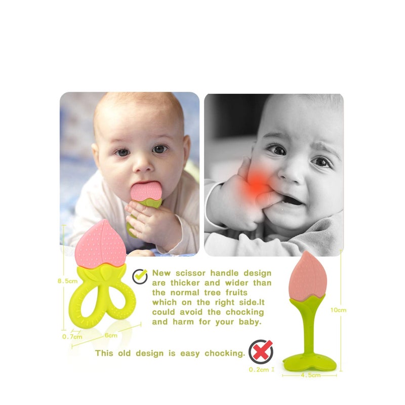 SOLARAE 5 Pack BPA Free Silicone Fruit Teether Toy with Storage Case, for 3 Months Above Infant Sore Gums Pain Relief - Image 3