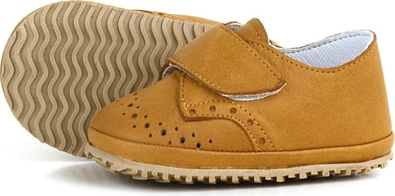 Hapshoe Kids Genuine Leather Brown Velcro Baby Booties Shoes  - Image 5