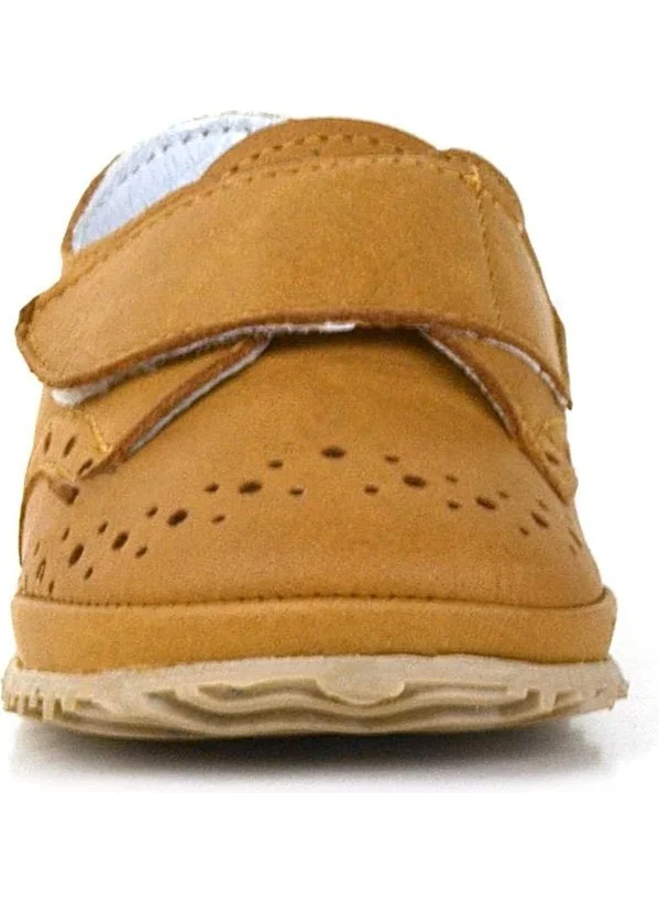 Hapshoe Kids Genuine Leather Brown Velcro Baby Booties Shoes