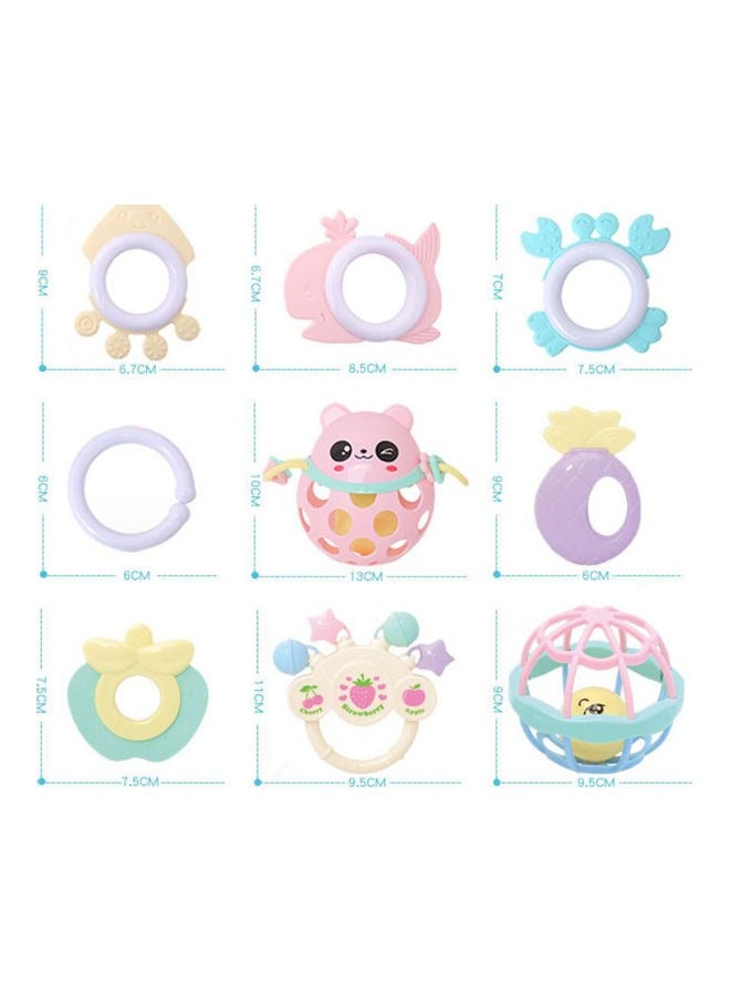 13-Piece Multi-Shaped Baby Rattle Toy Set With Pink Storage Box  - Image 4