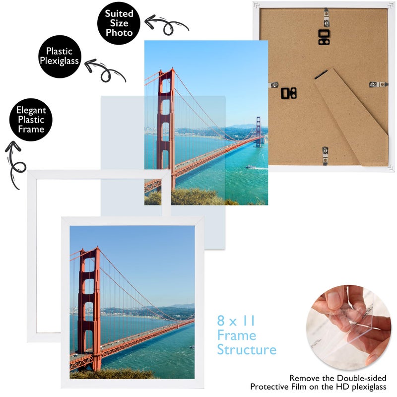 HEYTUYA 8x11 inch Picture Frame White for Wall Hanging or Tabletop  8 x 11 Frame Wall Gallery Photo Frame with Shatter Resistant Plexiglas  White - Image 3