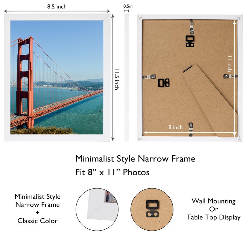 HEYTUYA 8x11 inch Picture Frame White for Wall Hanging or Tabletop  8 x 11 Frame Wall Gallery Photo Frame with Shatter Resistant Plexiglas  White - Image 2