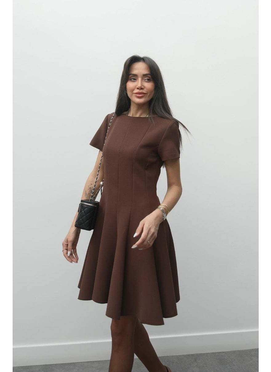 Havoş Brown Flounce Short Dress  - Image 4