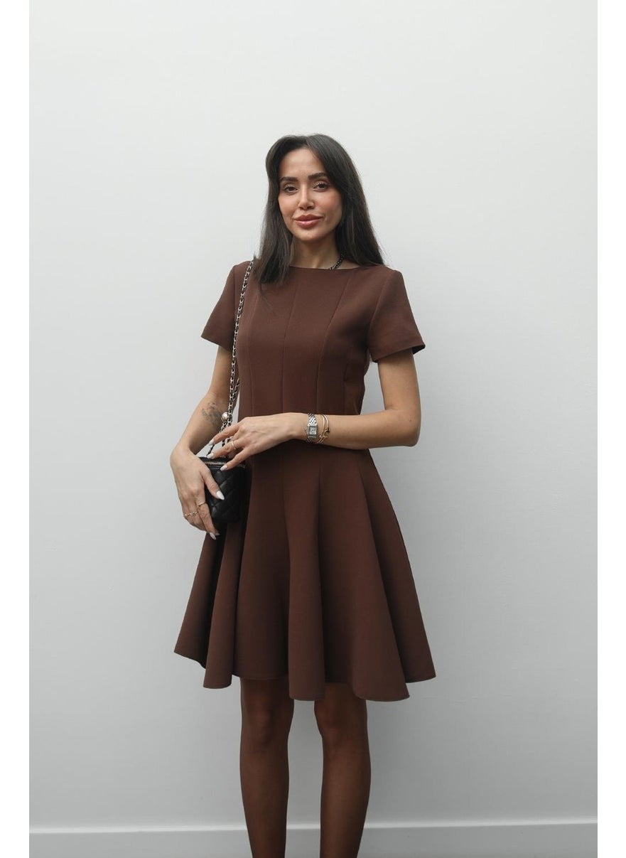 Havoş Brown Flounce Short Dress  - Image 2