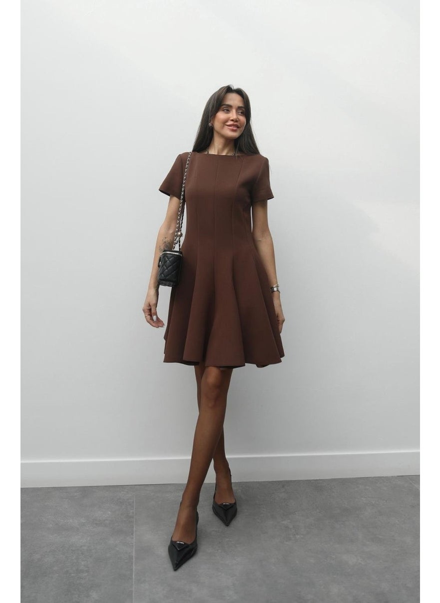 Havoş Brown Flounce Short Dress  - Image 3