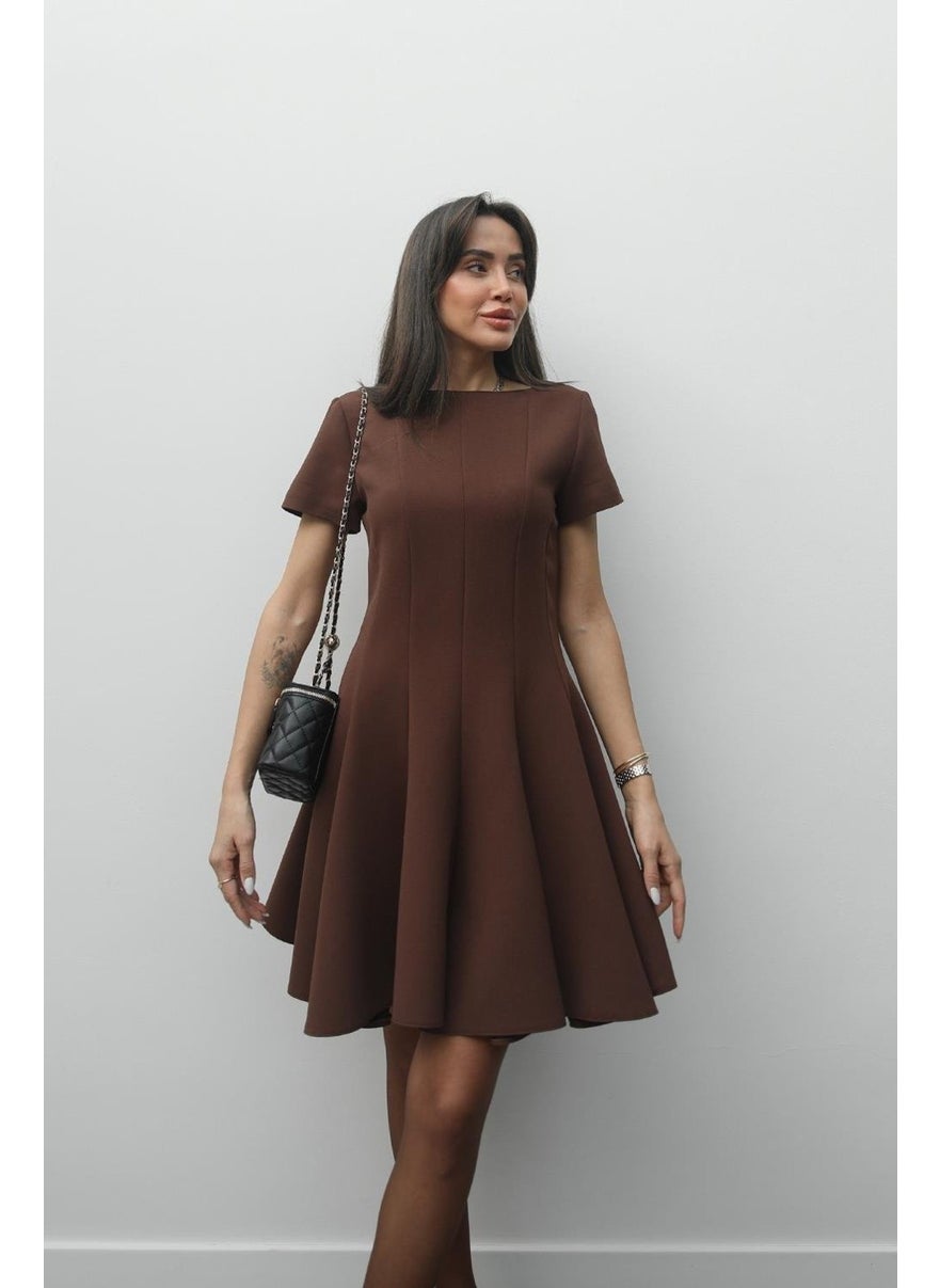 Havoş Brown Flounce Short Dress  - Image 5