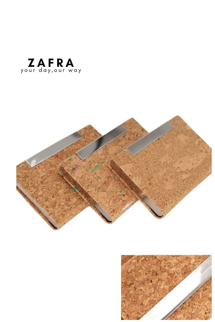 ZAFRA Business Card Holder Case Wood Grain Design Stainless Steel Business Card Carrier Luxury Metal Name Card Holder with Magnetic Shut Wallet Credit Card ID Case for Men Women Best Gift  - Image 2