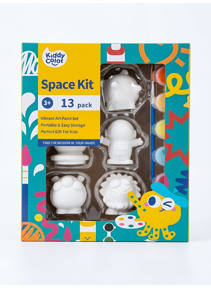 Kids Space Painting Kit - 13 Pieces Plaster Art Set with Colors & Brush - Fun DIY Craft for Boys & Girls - Image 1