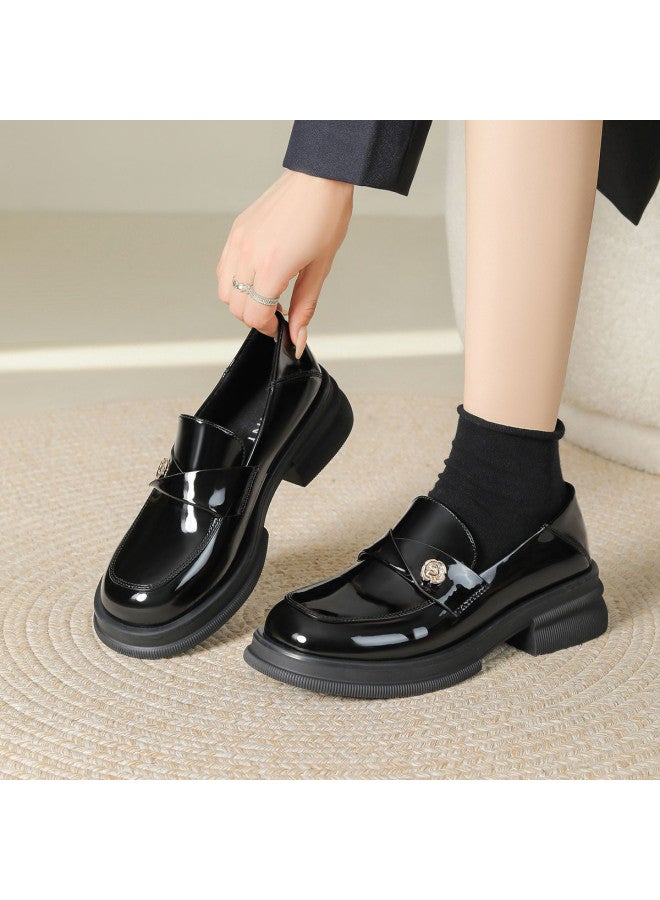 Josiny College-style Loafer For Women, Classic Versatile Ladies' Flats, Retro British Comfort Chunky Heel Round Toe Commuting Shoes - Image 5