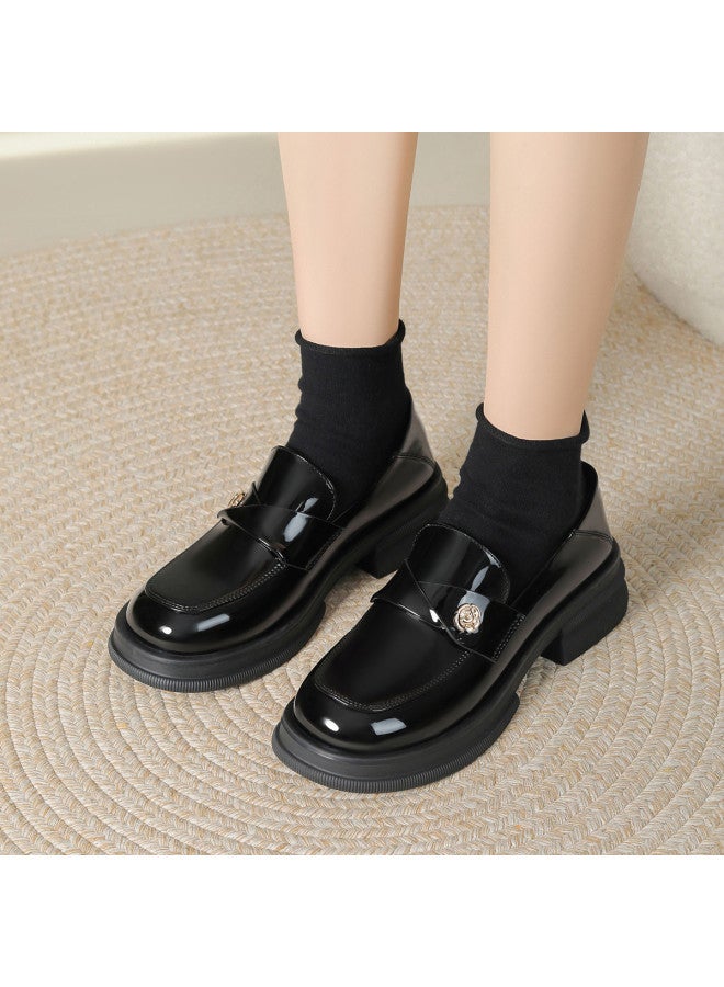 Josiny College-style Loafer For Women, Classic Versatile Ladies' Flats, Retro British Comfort Chunky Heel Round Toe Commuting Shoes - Image 3