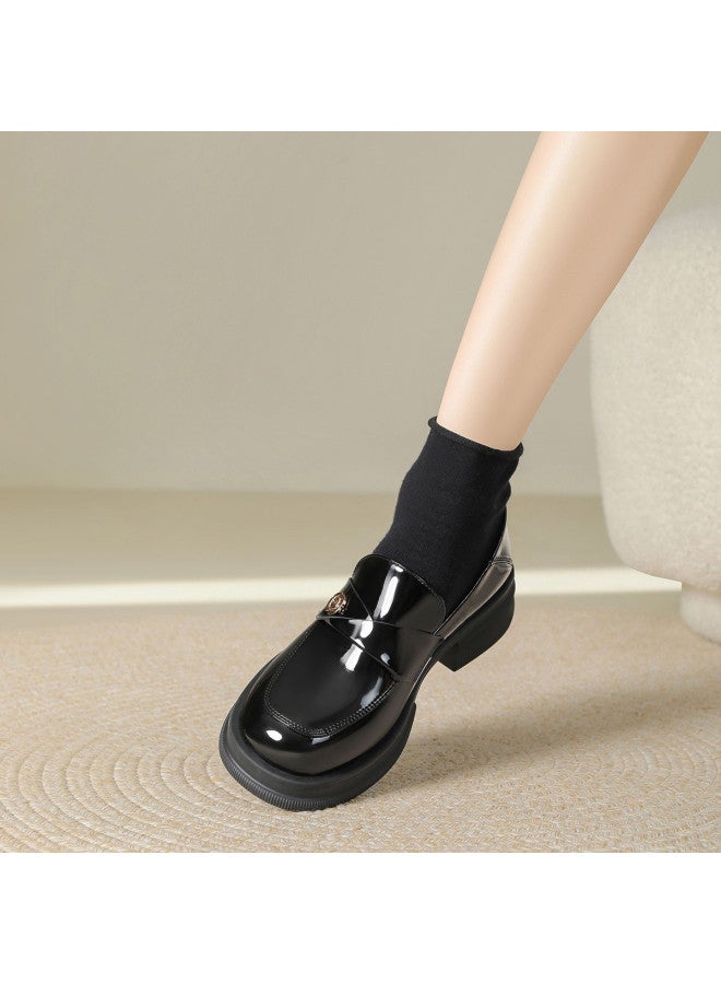 Josiny College-style Loafer For Women, Classic Versatile Ladies' Flats, Retro British Comfort Chunky Heel Round Toe Commuting Shoes - Image 2