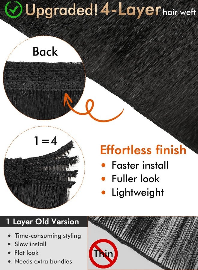 HANNE Sew in Hair Extensions 3 Bundles 18 20 22 Inch 4-Layer Craftsmanship 100% Japanese Futura Fiber Straight Bundles Synthetic Quick Weave Hair Bundles (Natural Black) - Image 4