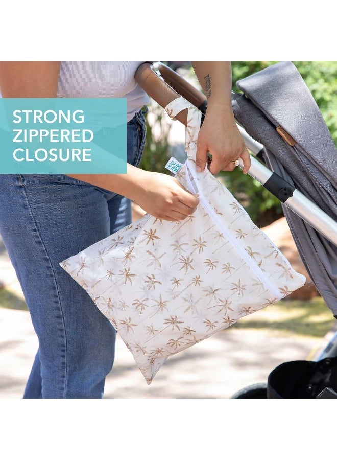 Bumkins Waterproof Wet Dry Bag for Baby, Travel, Swim Suit, Cloth Diapers, Pump Parts, Pool, Beach, Gym Clothes, Toiletry, Hook to Stroller, Daycare, Zipper Reusable Wetdry Packing Pouch, Palm Trees - Image 4