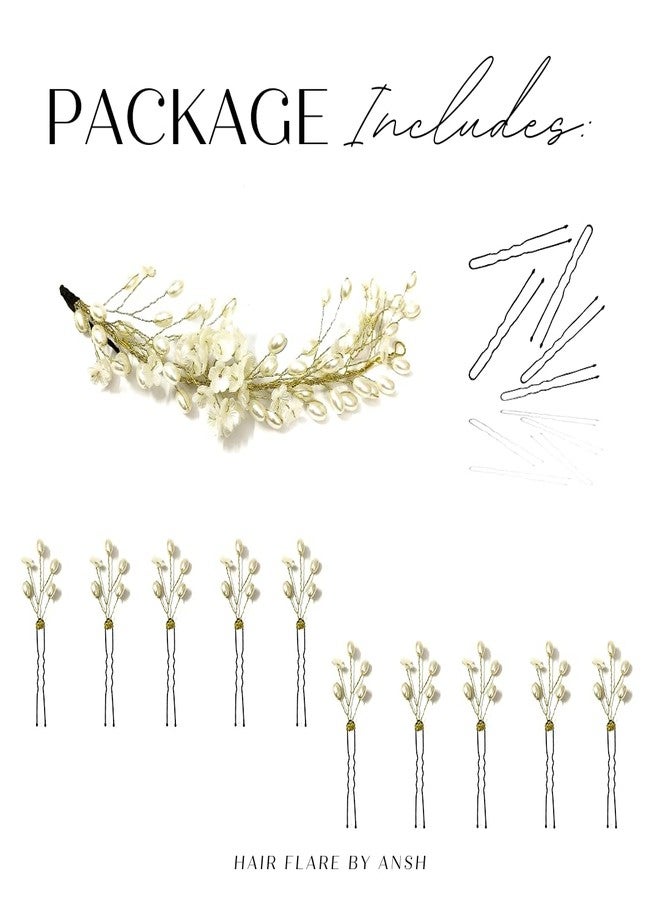 Hair Flare Artificial Metal Flowers with Pearls Designed Hair Pin/Juda Pin/Hair Accessories for Women and Girls- Combo 2494-2502 - Image 5