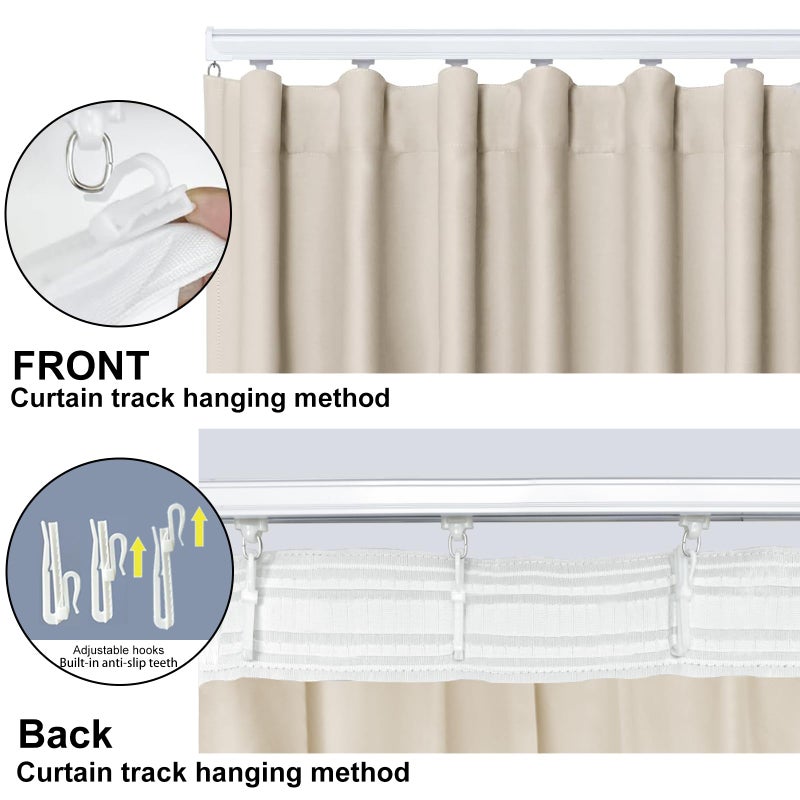 Cbsroro Room Divider Blackout Curtain Track Curtains Wall Dividers Panels Screen for Living Rooms Bedroom Office Privacy Partition Separation, W100 Ã— L96 Inch,1 Panel, Beige - Image 5
