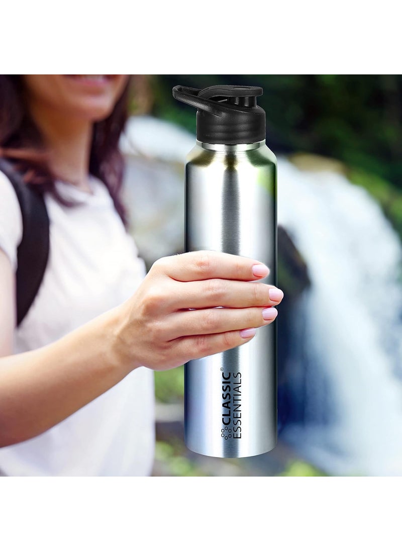 Classic Essentials - CLASSIC ESSENTIALS Stainless Steel Sipper Water Bottle 1000 ml | Stainless Steel Sipper Bottle with Flip Cap | Water Bottle | Gym Bottle | Fridge Bottle | Yoga & Sports Bottle 100% Leak Proof - Image 1