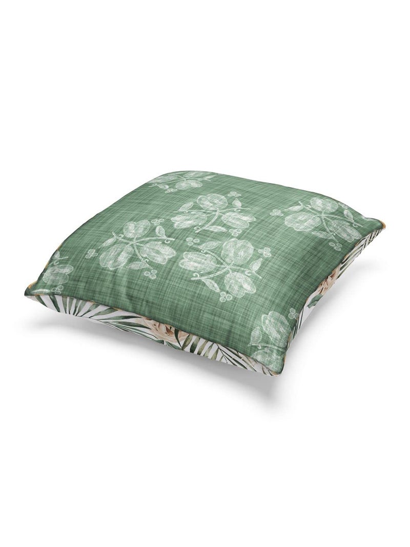 BIANCA Designer Reversible Printed Silk Linen Cushion Covers -1pc 16 X16 Size (Suzane) | Silk-Linen Luxury Cushion Cover | with Contrast Front & Back Digital Print - Hidden Zipper Floral-sage/Beige - Image 3