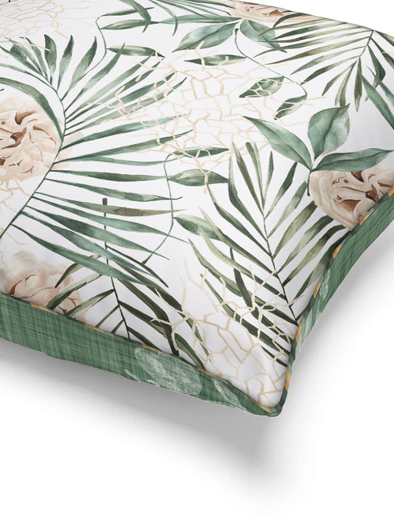 BIANCA Designer Reversible Printed Silk Linen Cushion Covers -1pc 16 X16 Size (Suzane) | Silk-Linen Luxury Cushion Cover | with Contrast Front & Back Digital Print - Hidden Zipper Floral-sage/Beige - Image 4
