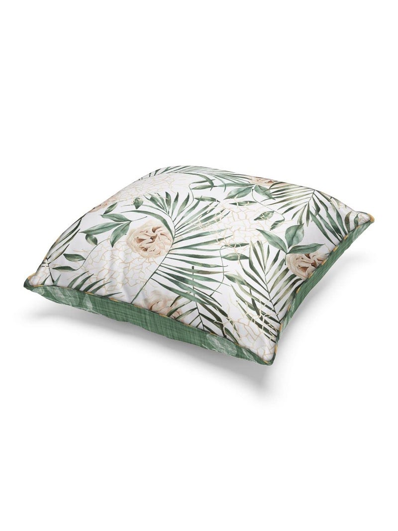 BIANCA Designer Reversible Printed Silk Linen Cushion Covers -1pc 16 X16 Size (Suzane) | Silk-Linen Luxury Cushion Cover | with Contrast Front & Back Digital Print - Hidden Zipper Floral-sage/Beige - Image 2