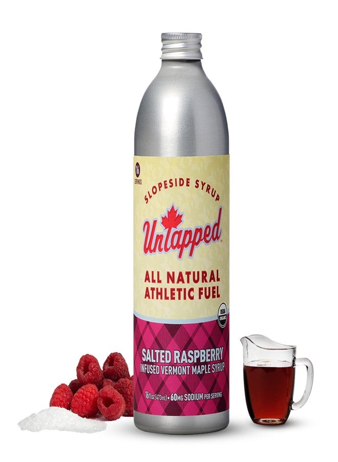 UnTapped Salted Raspberry Bulk Bottle - 16 Servings | 16 Fl Oz Aluminum Bottle | Pure Vermont Maple Syrup with Organic Raspberry Juice and Sea Salt for Natural Energy - Image 1